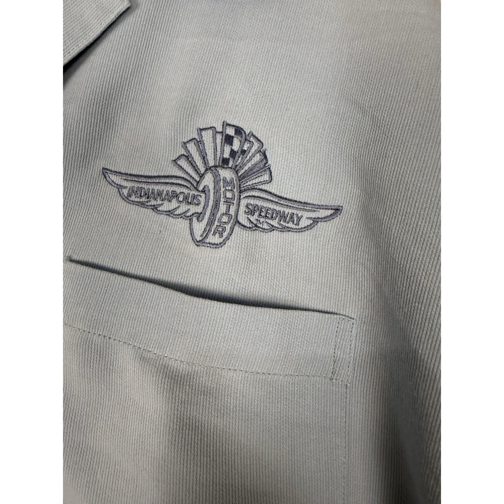 Harriton Indianapolis Motor Speedway Camp Shirt XL Blue Rayon Blend Button Front - Picture 2 of 5